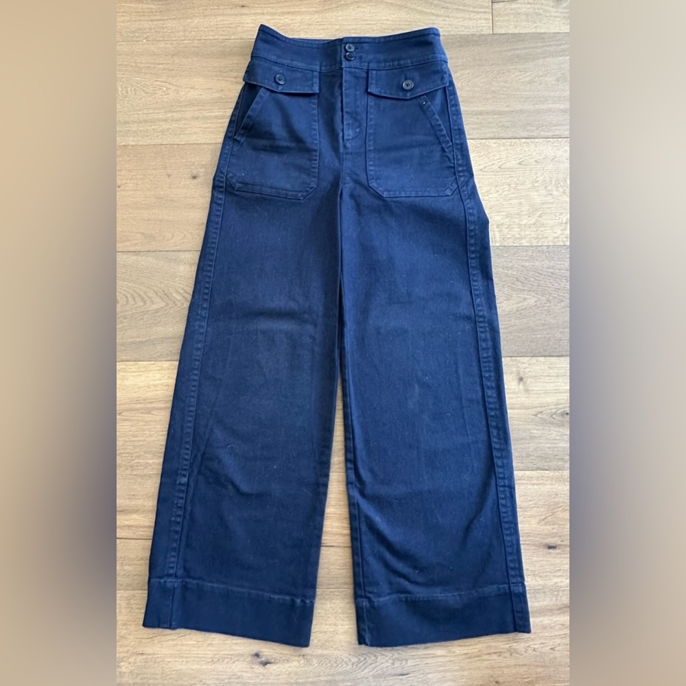 J.Crew Women's Patch-Pocket Wide Leg Pant in Twill - Picture 2 of 4